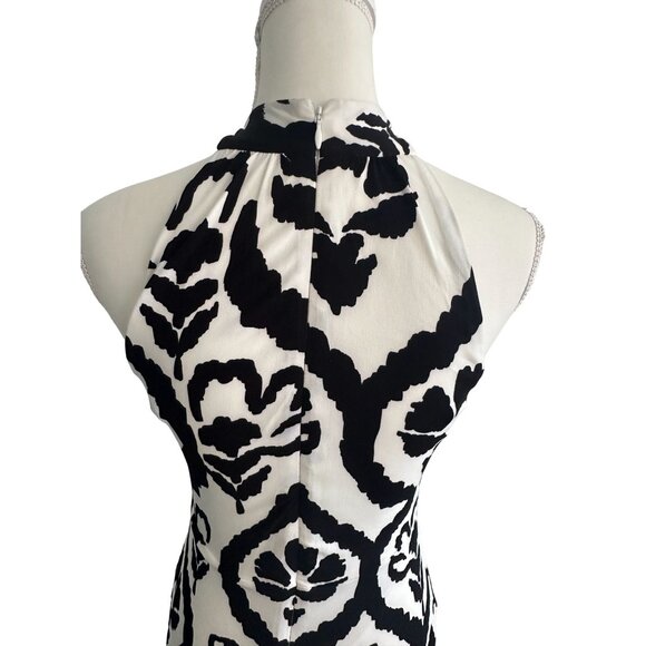 WHITE HOUSE BLACK MARKET WHBM Black White Keyhole Midi Dress Size 0 - Picture 3 of 6